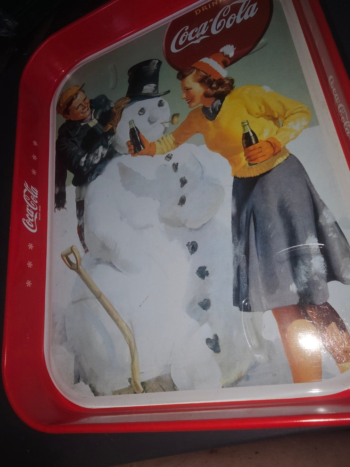 Vintage Coca-Cola dienblad - Kerstmis/Winter thema, Ophalen of Verzenden