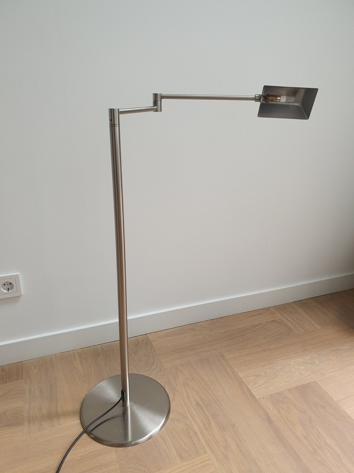 Prachtige retro vintage design RVS halogeen leeslamp knikarm, Ophalen, Minder dan 100 cm