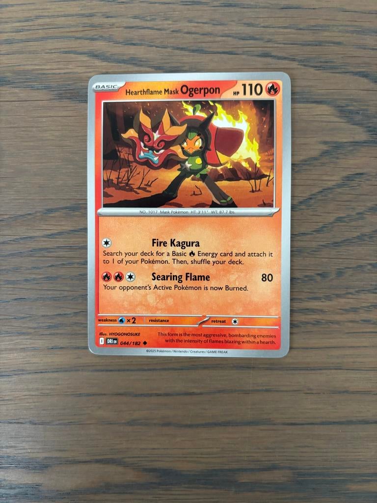 Pokémon Kaart: Hearthflame Mask Ogerpon (044/182), Ophalen of Verzenden, Zo goed als nieuw, Losse kaart