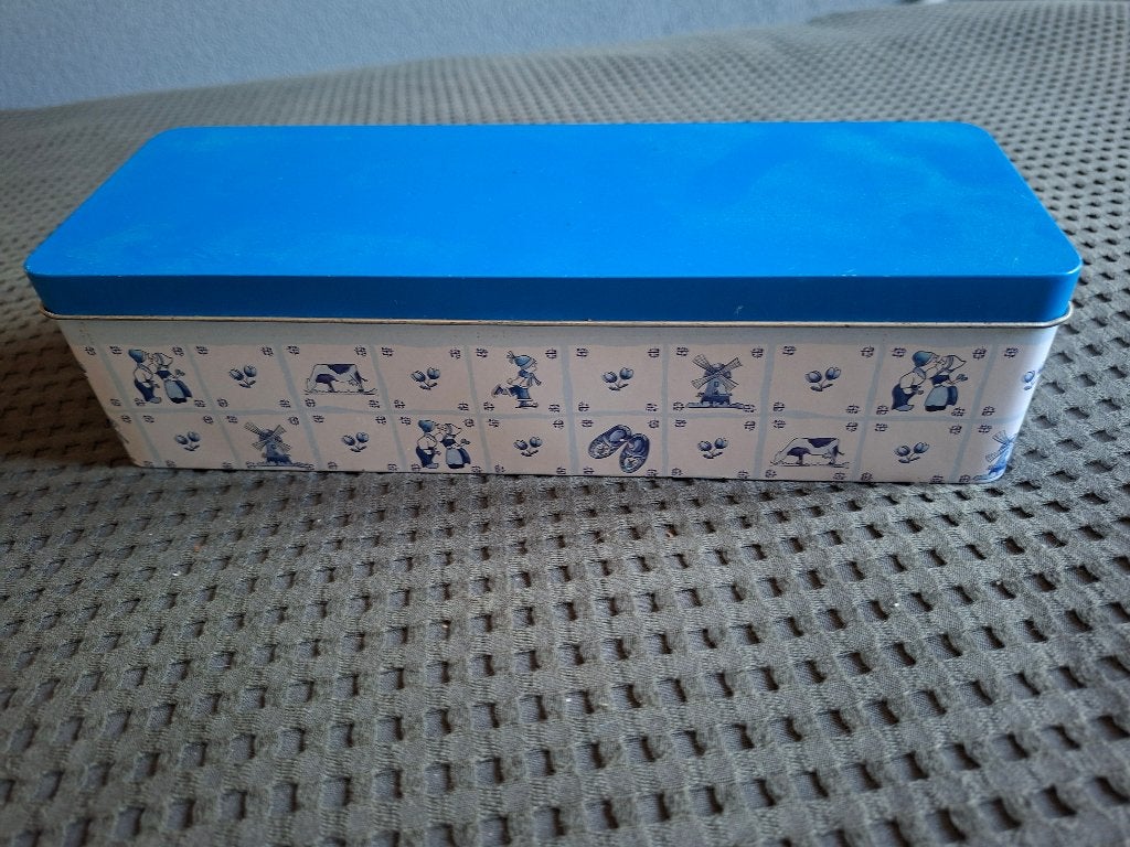 snij(koek)trommel./blik30/10/7 cm. Hollandse afbeeldingen., Verzamelen, Blikken, Ophalen of Verzenden, Zo goed als nieuw, Koek(jes)