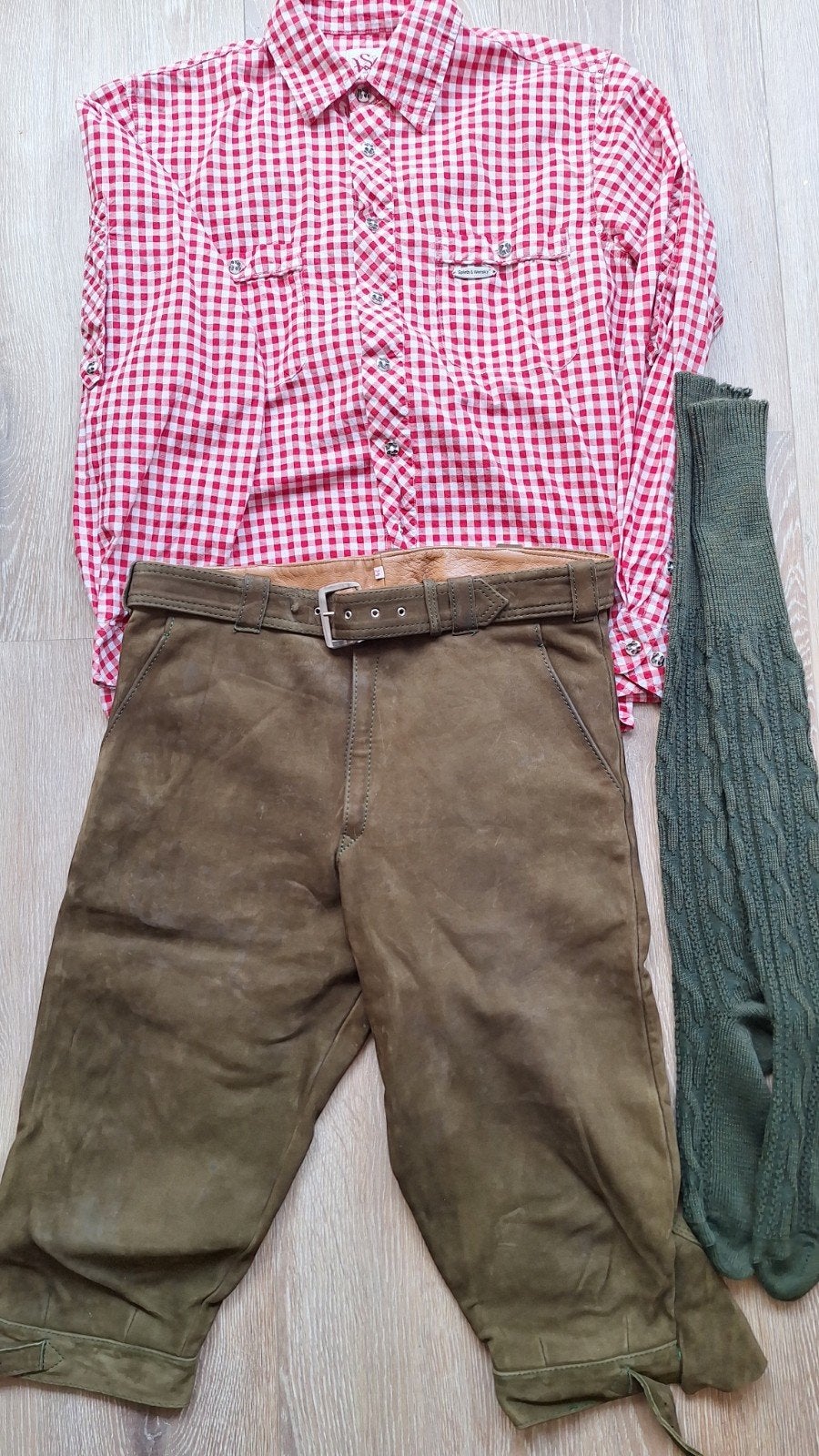 Lederhose 48 overhemd kousen Oktoberfeest Tiroler, Ophalen of Verzenden, Gedragen, Maat 48/50 (M), Overige thema's