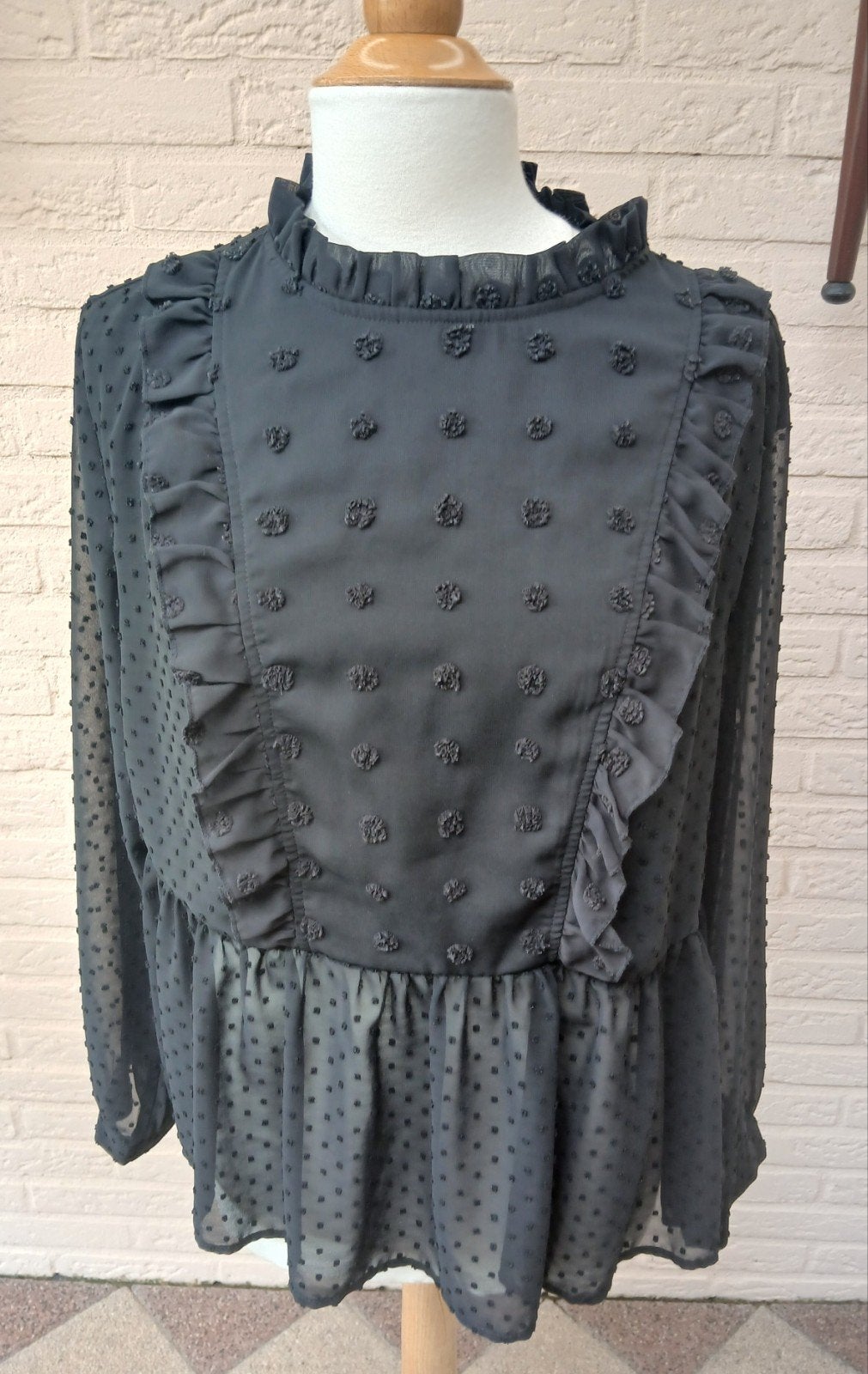Dames blouse - zwart met stippen patroon -see true- maat xxl, Zwart, Maat 46/48 (XL) of groter, Ophalen of Verzenden, Zo goed als nieuw