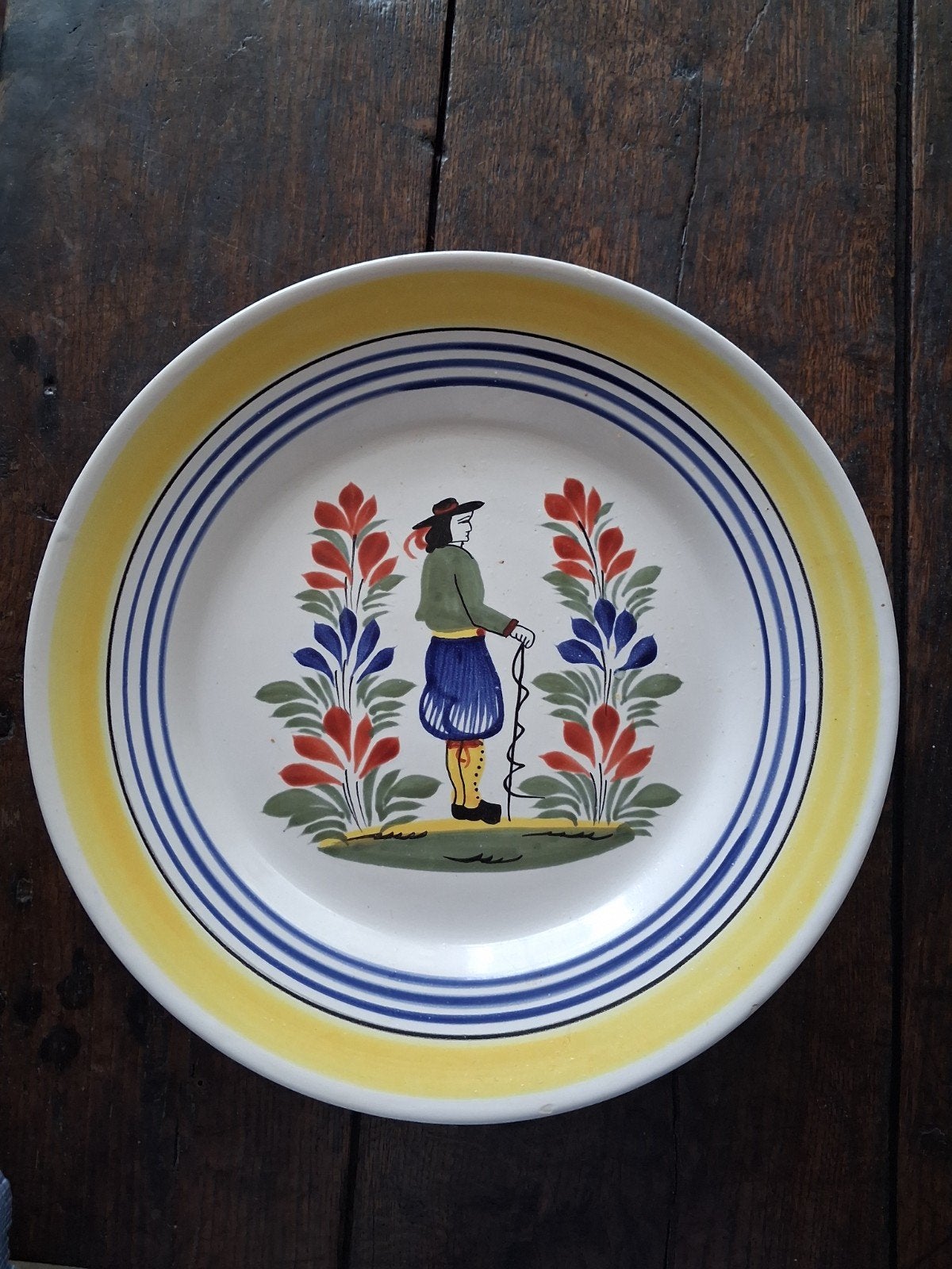 Vintage Henriot Quimper Frans Aardewerk Bord, Antiek en Kunst, Antiek | Servies los, Ophalen of Verzenden
