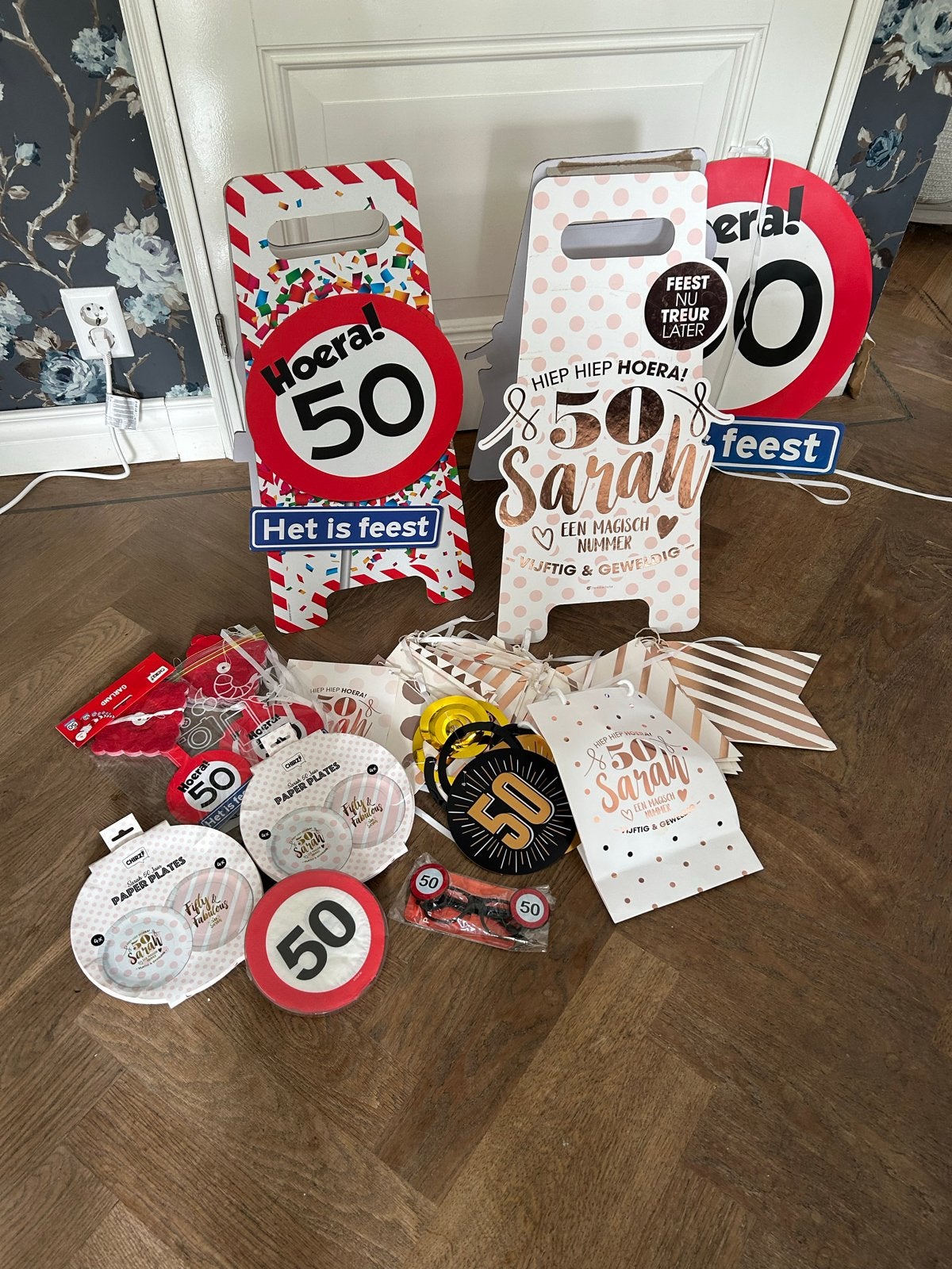 Feestpakket 50 jaar Sarah/Abraham - Decoratie en Servies, Verzenden, Nieuw, Feestartikel, Abraham of Sarah