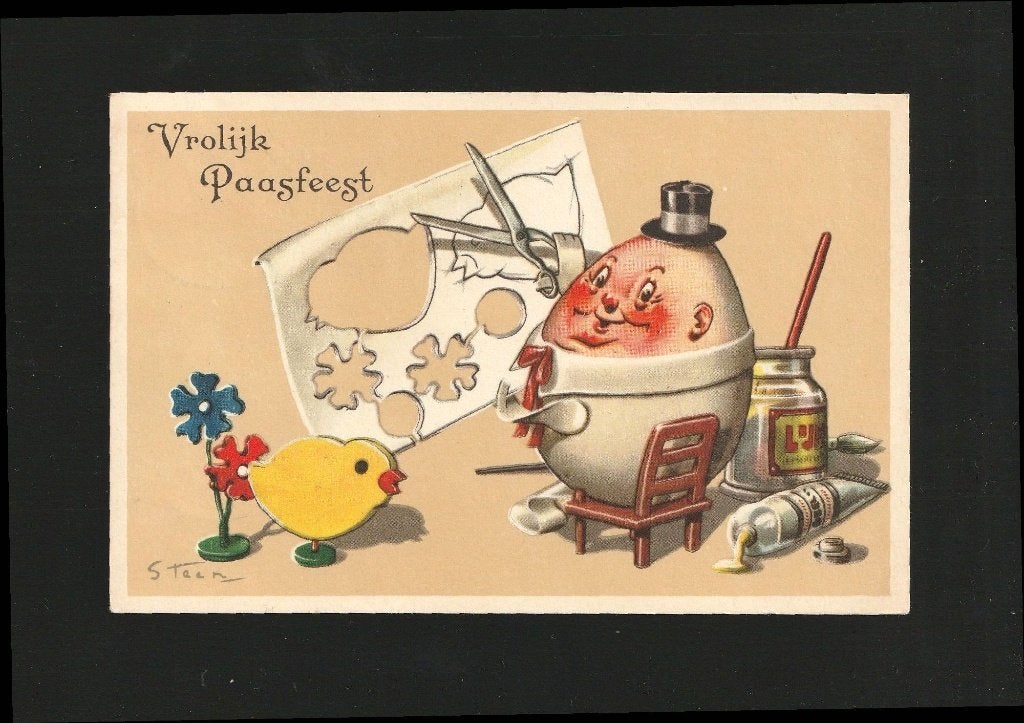 Vrolijk Pasen ei-serie illu Pax Steen BB1-05, Ophalen of Verzenden, 1940 tot 1960, Gelopen, Sterren en Beroemdheden