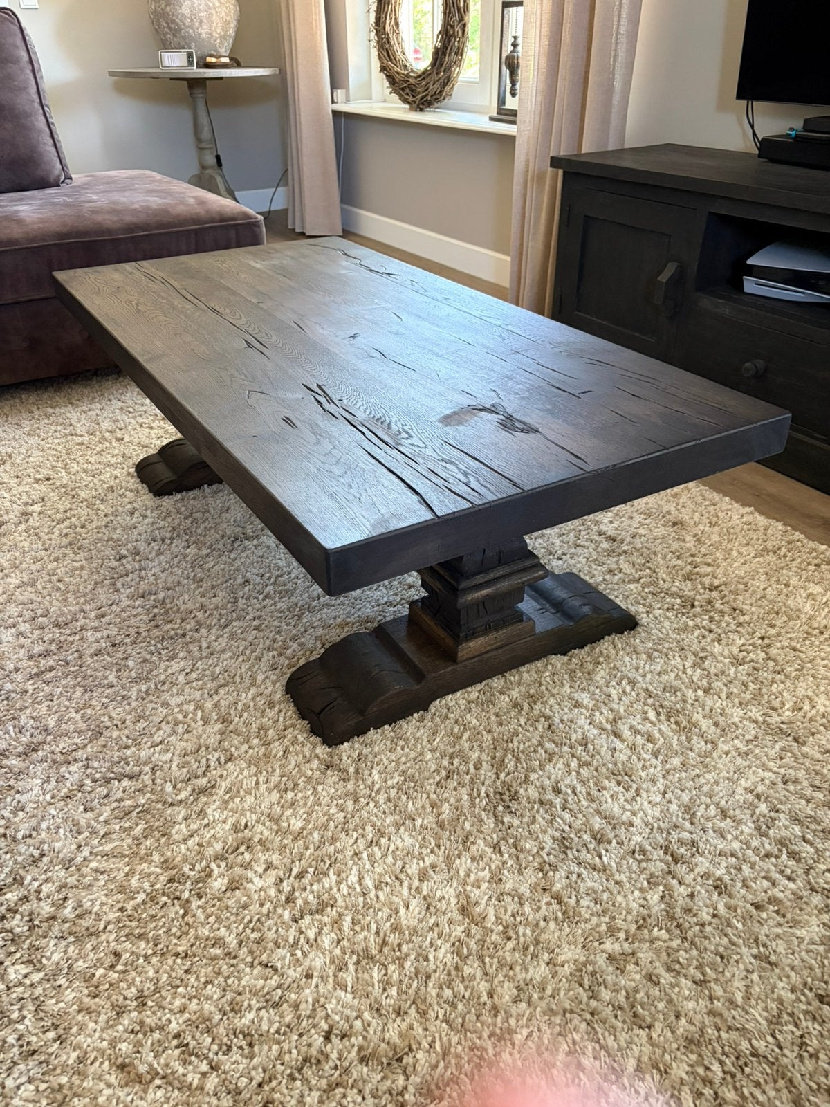 Salontafel Kloostertafel 140x70cm, 100 tot 150 cm, Eikenhout, 50 tot 100 cm, Ophalen of Verzenden