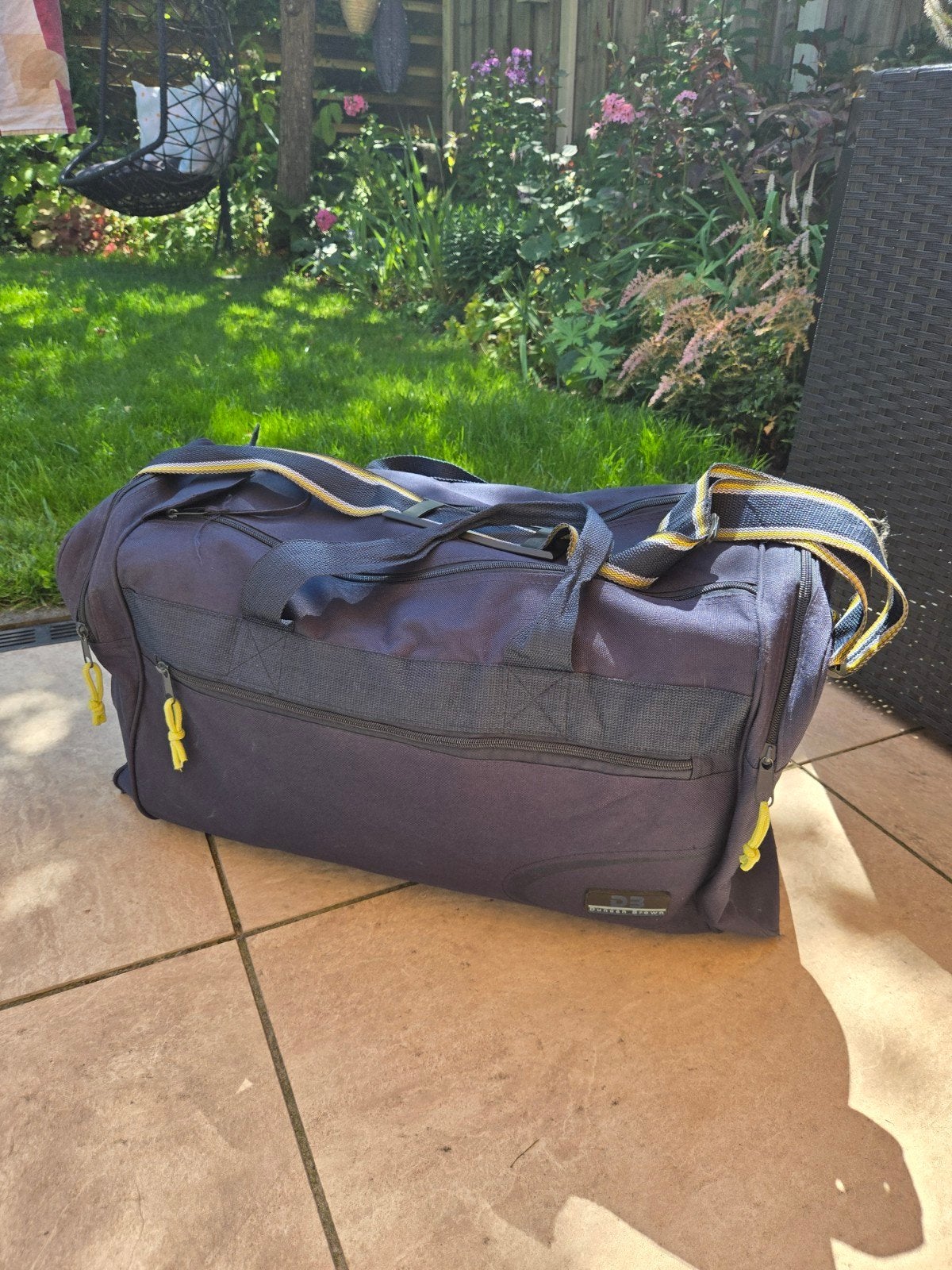 Duncan Brown Reistas/Weekendtas - Donkerblauw met Neongeel, Ophalen, 40 tot 60 cm, 20 tot 30 cm, Blauw