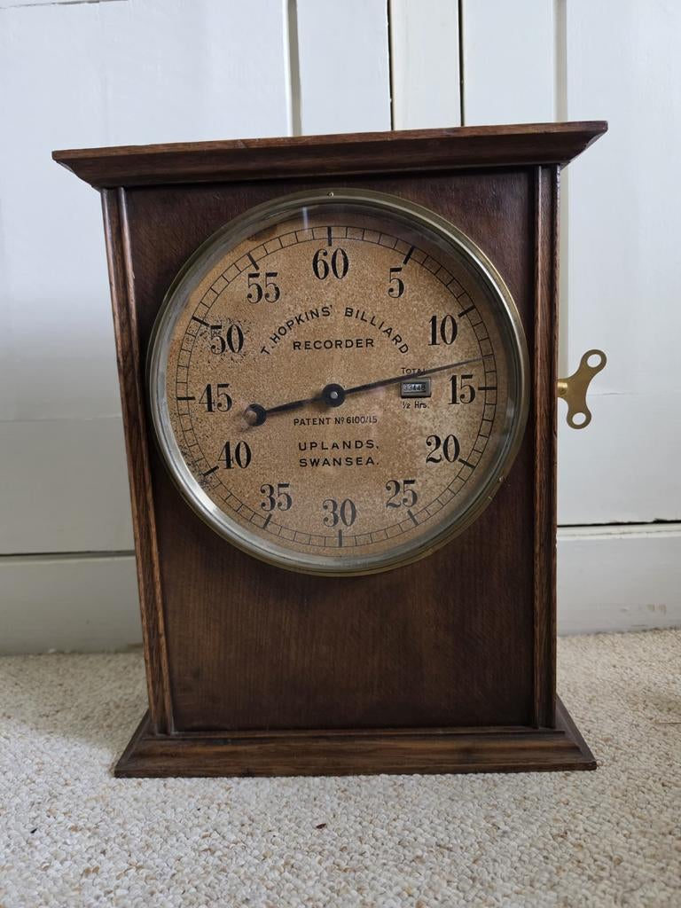 Antieke biljart klok T. Hopkins Billiard recorder Swansea, Ophalen