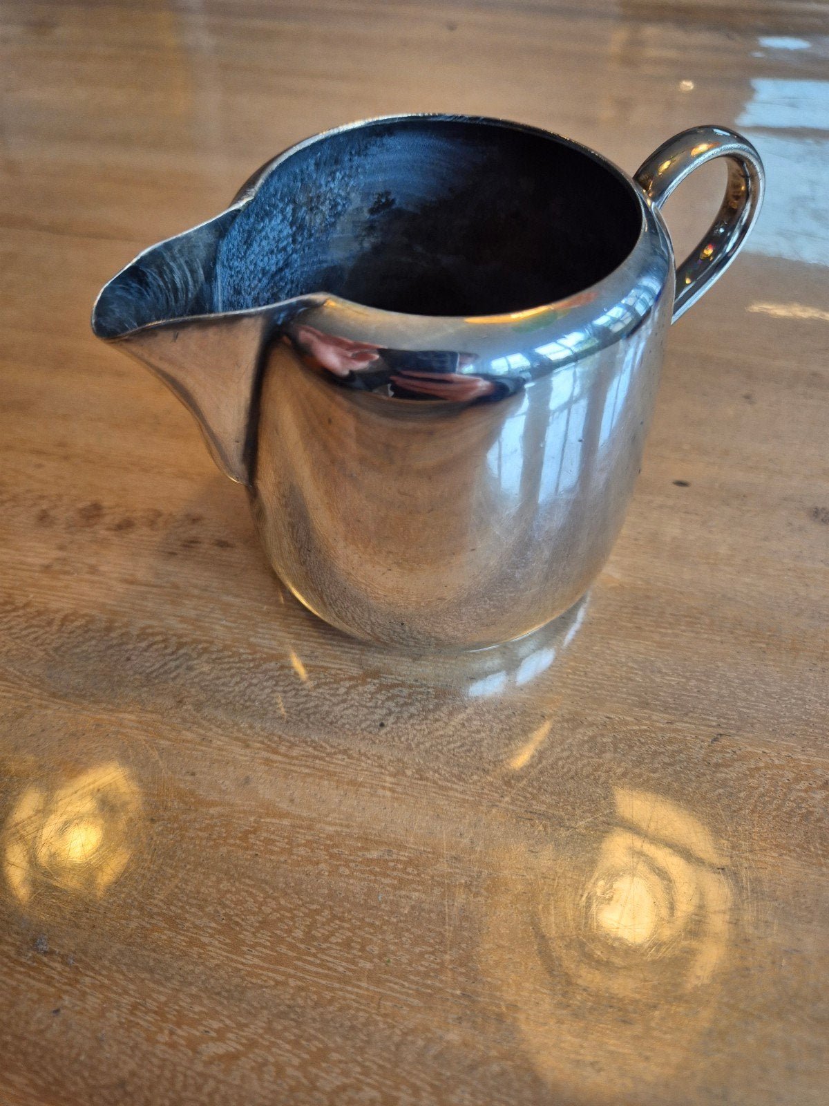 Antieke verzilverde melkkan - Made in Sheffield, Engeland, Antiek en Kunst, Ophalen of Verzenden, Zilver