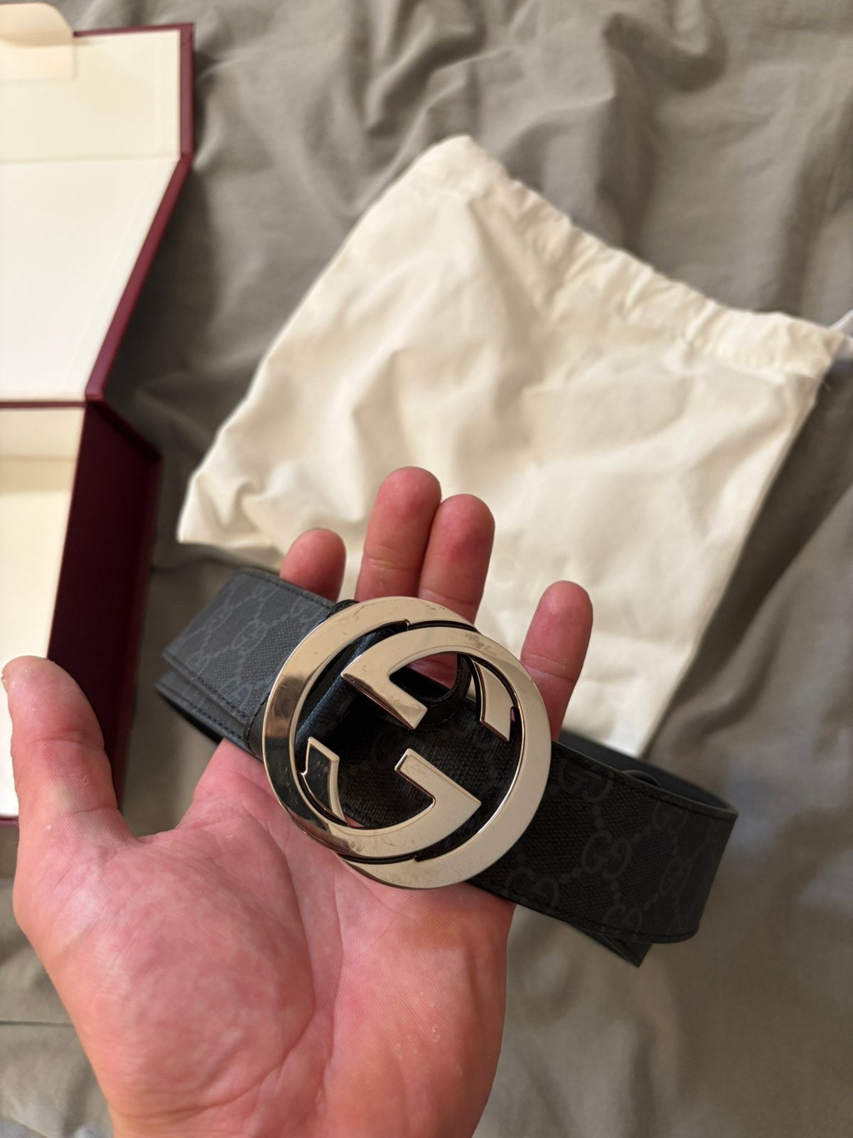 Gucci riem Heren interlocking G Buckle, Kleding | Heren, Ophalen of Verzenden, Zo goed als nieuw, Zwart, 105 tot 115 cm