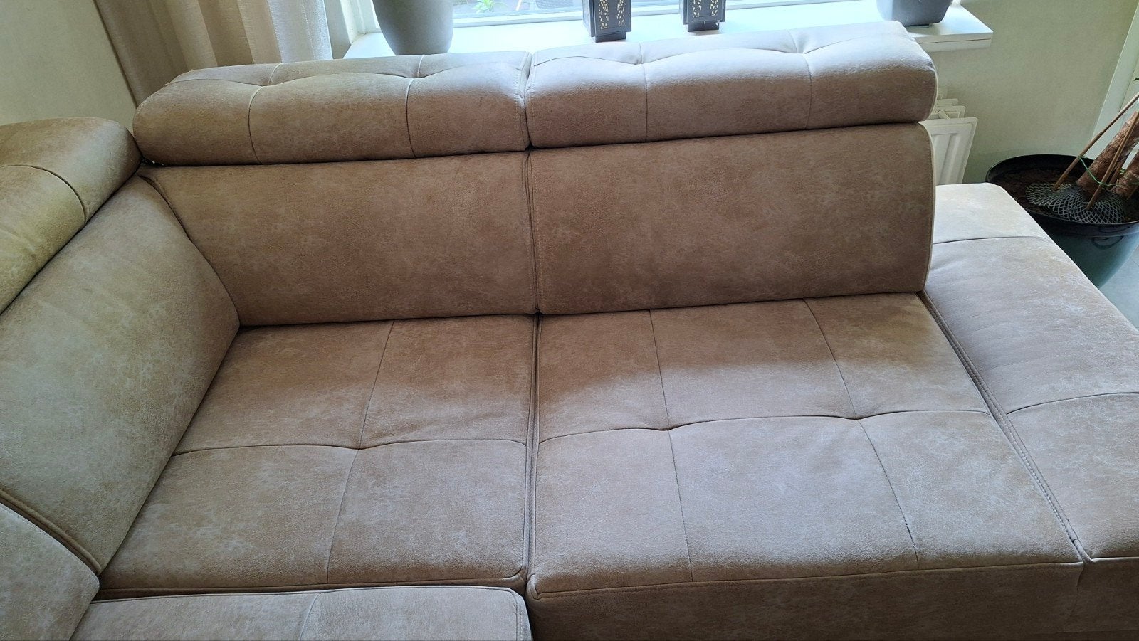 Eco leren hoekbank 2 jaar oud, 250 tot 300 cm, Gebruikt, Hoekbank, Ophalen of Verzenden