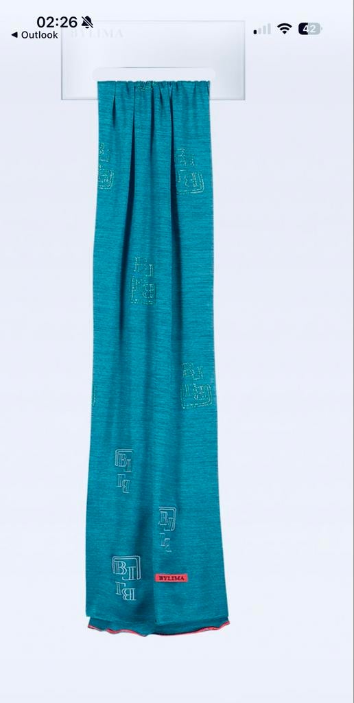 Nieuwe Bylima monogram sjaal turquoise, Ophalen of Verzenden, Nieuw, Sjaal
