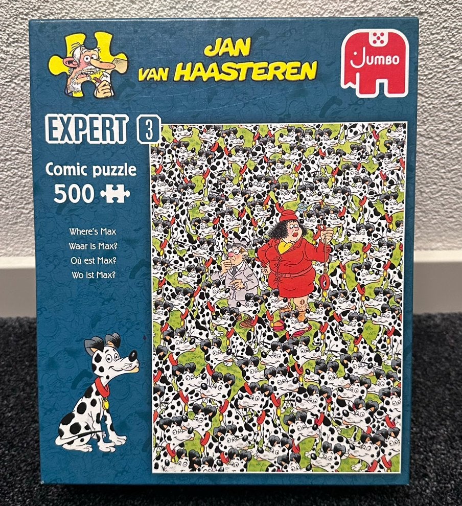 Jan van Haasteren puzzel EXPERT 3 - WAAR IS MAX 500 stukjes, Ophalen of Verzenden, 500 t/m 1500 stukjes, Zo goed als nieuw, Legpuzzel