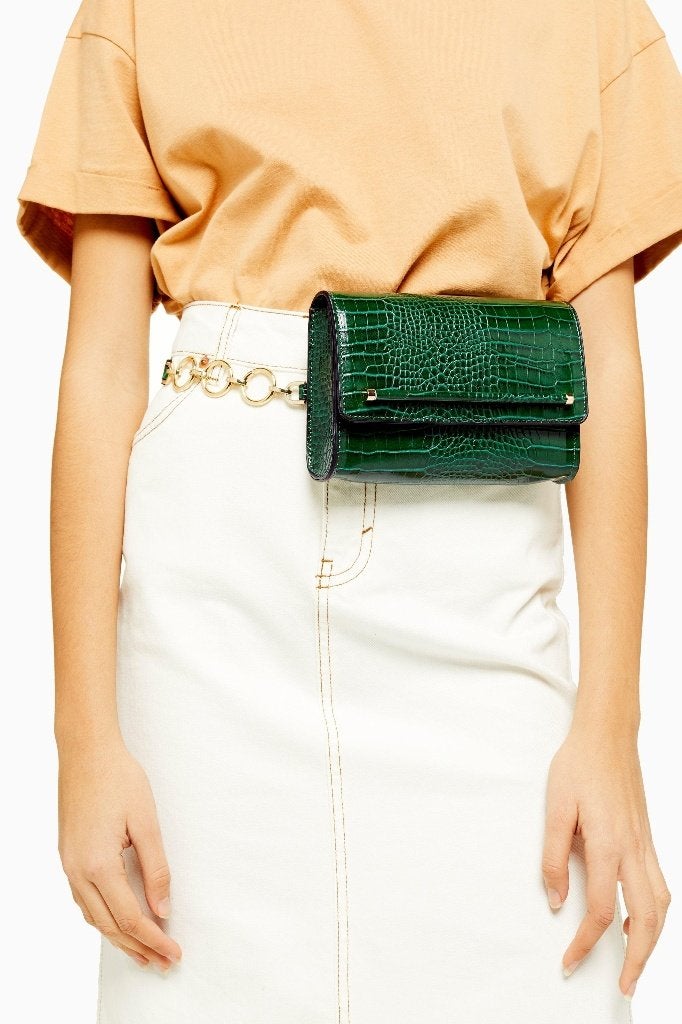 Green crocodile waisted bag (TOPSHOP), Ophalen of Verzenden, Nieuw, Groen, Overige typen