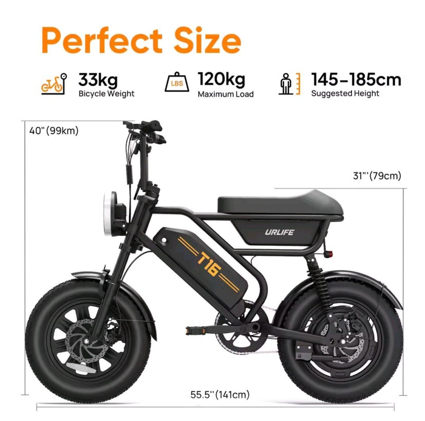 URlIFE T16 Elektrische Fiets - Fat Tire E-Bike, Fietsen en Brommers, Elektrische fietsen, Overige merken, Nieuw, Ophalen of Verzenden
