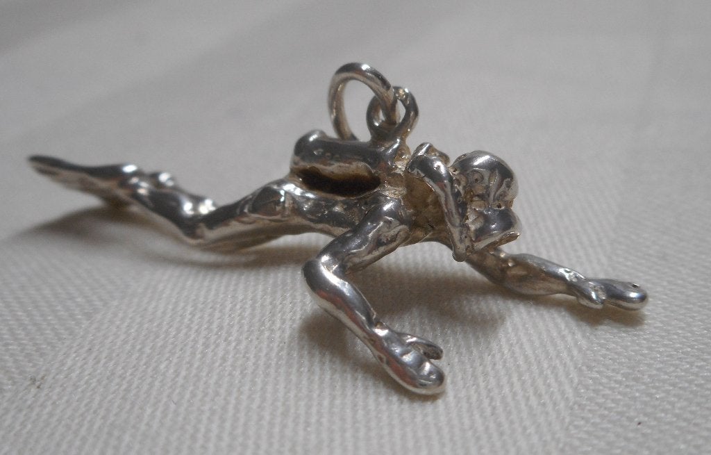 Zilveren vintage hanger duiker nr.1521, Sieraden, Tassen en Uiterlijk, Verzenden, Zo goed als nieuw, Zilver, Zilver