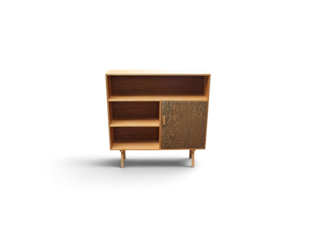 Mid-Century Teak Boekenkast met Contrastdeur - Jaren 60, Huis en Inrichting, Gebruikt, Arkelse Onderweg 4 4206 AH Gorinchem, 150 tot 200 cm
