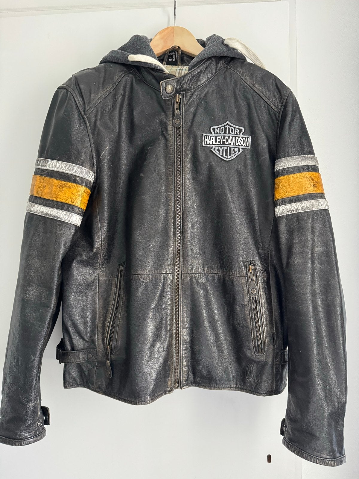 Richa Leren Motorjas met Capuchon - Maat D 58 / UK 48, Motoren, Kleding | Motorkleding, Jas | leer, Heren, Tweedehands, Ophalen of Verzenden
