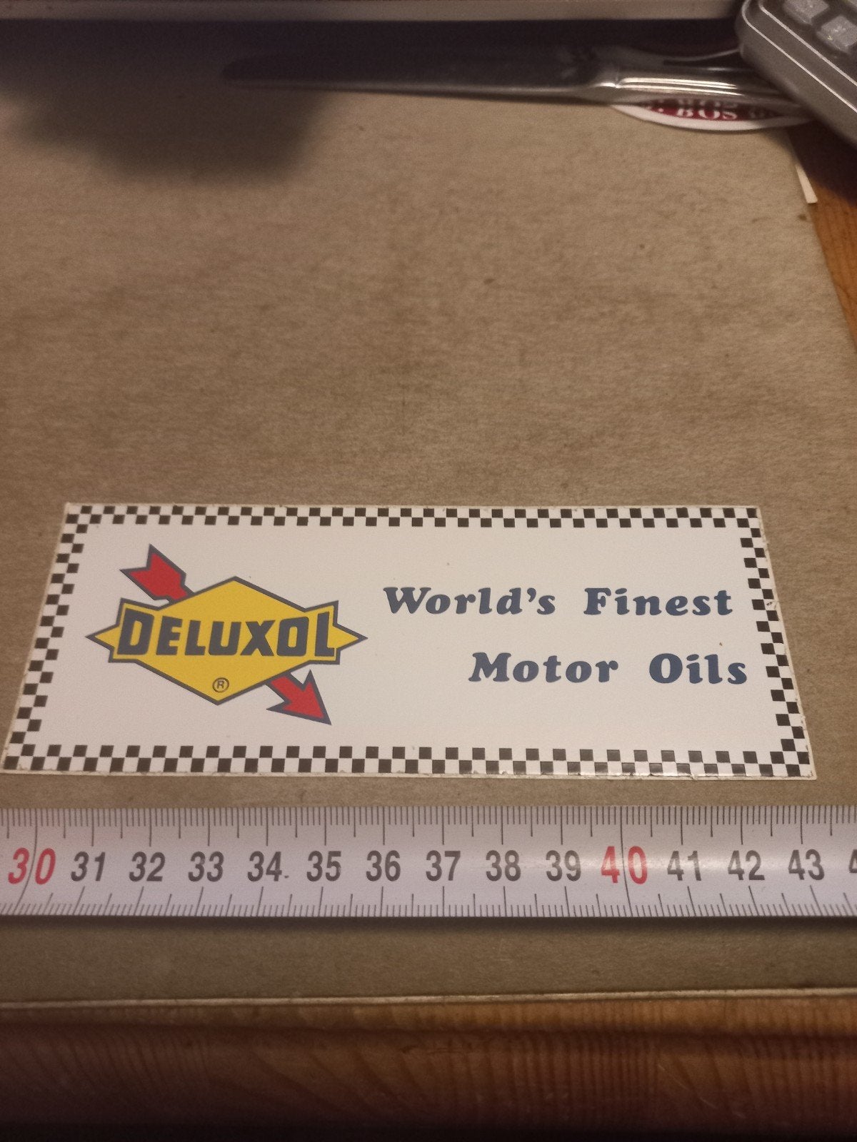 Vintage Deluxol Motor Oils Sticker/Decal - World's Finest, Verzamelen, Ophalen of Verzenden, Gebruikt