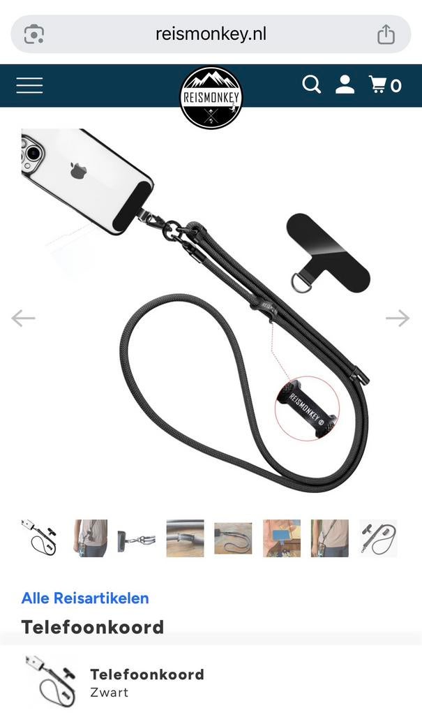 Nieuw Reismonkey Telefoonkoord stevig universeel verstelbaar, Ophalen of Verzenden, Zo goed als nieuw, Telefoonhanger of Accessoire