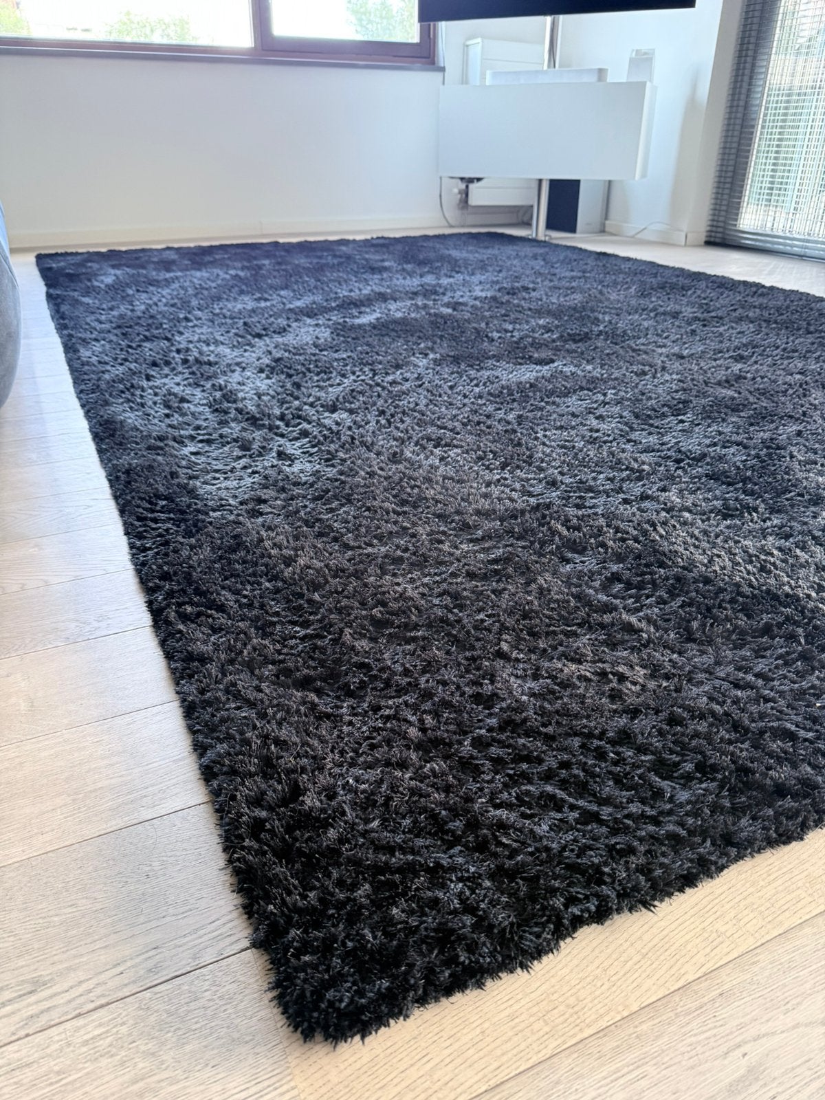 Hoogpolig vloerkleed zwart 250x400 cm