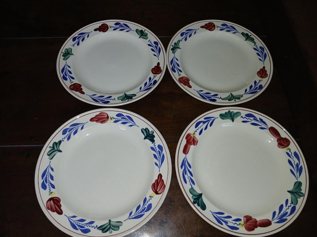 4x Boerenbont Boch ontbijtborden, 21cm, Gebruikt, Ophalen of Verzenden, Bord(en), Aardewerk