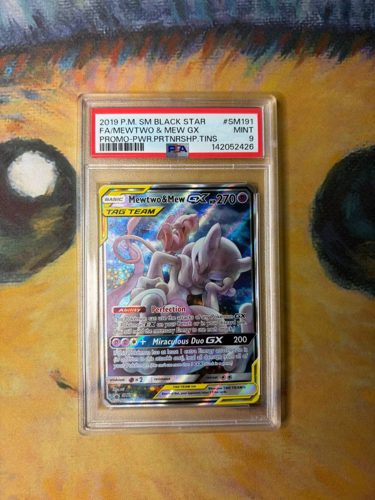 Mewtwo & Mew GX Promo SM191 - PSA 9, Ophalen, Zo goed als nieuw