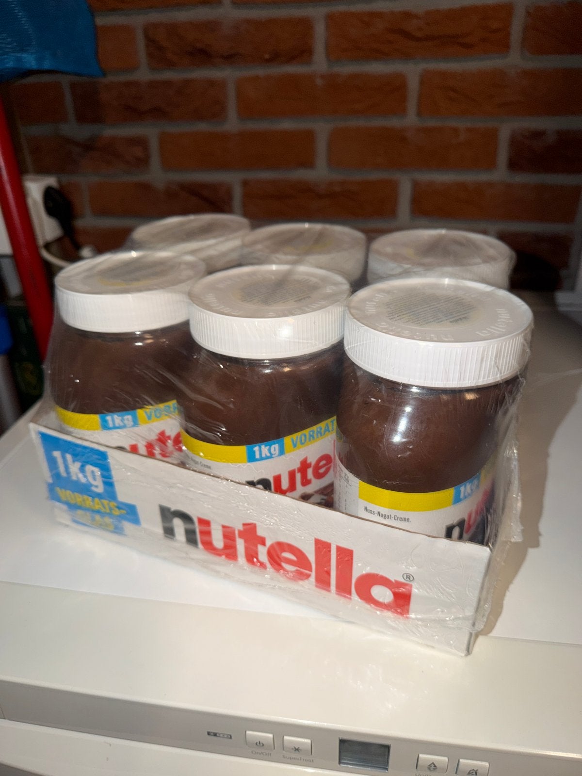 2x Tray met 6x Nutella 1kg Glazen Potten (ongeopend), Ophalen of Verzenden