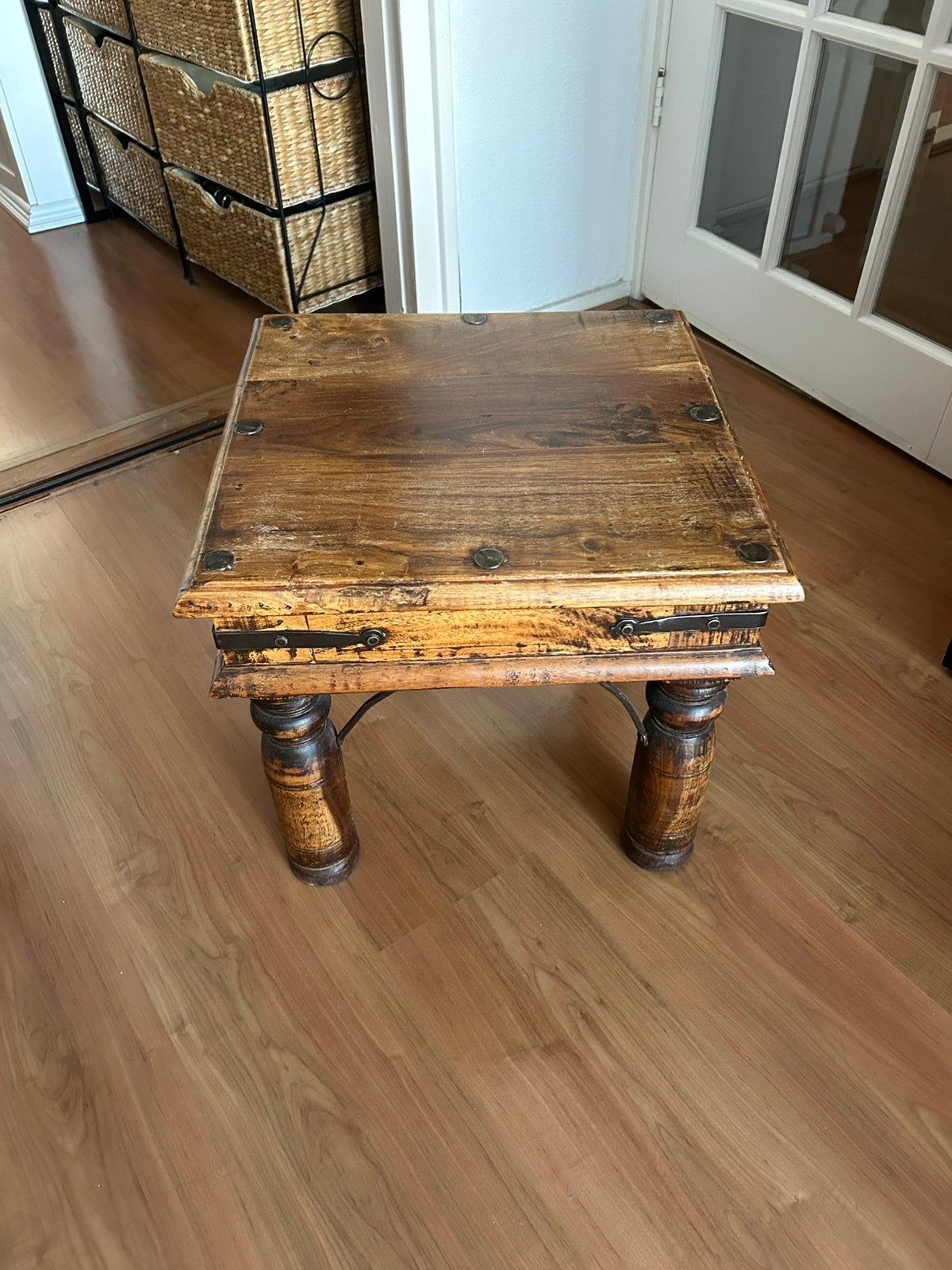 Tafeltje hardhout, Huis en Inrichting, Tafels | Sidetables, Ophalen, Gebruikt, Minder dan 50 cm, 25 tot 50 cm