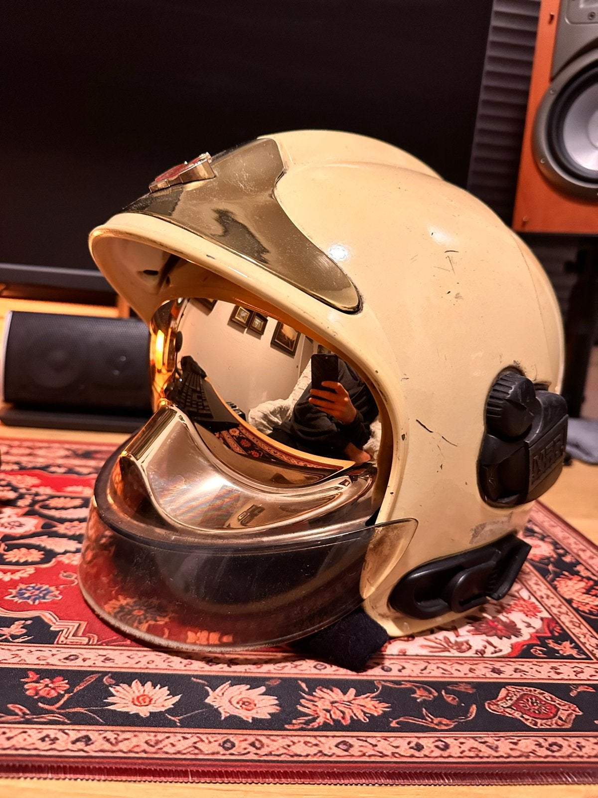 Vintage Brandweerhelm - MSA F1, Verzamelen, Ophalen of Verzenden, Gebruikt