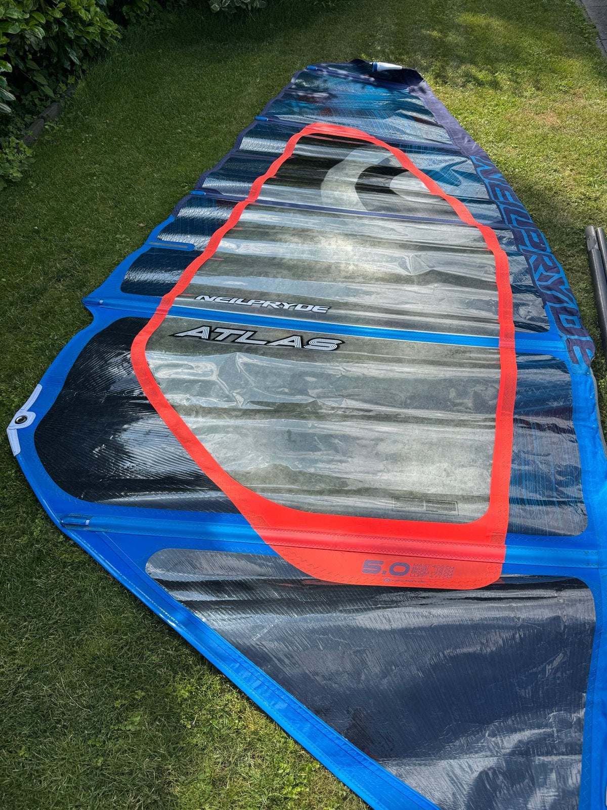 NP Atlas 5.0 + Naish Session 4.2 + Neil Pryde mast, Watersport en Boten, Windsurfen, Ophalen, Gebruikt, Met giek, 3.5 tot 5 m²