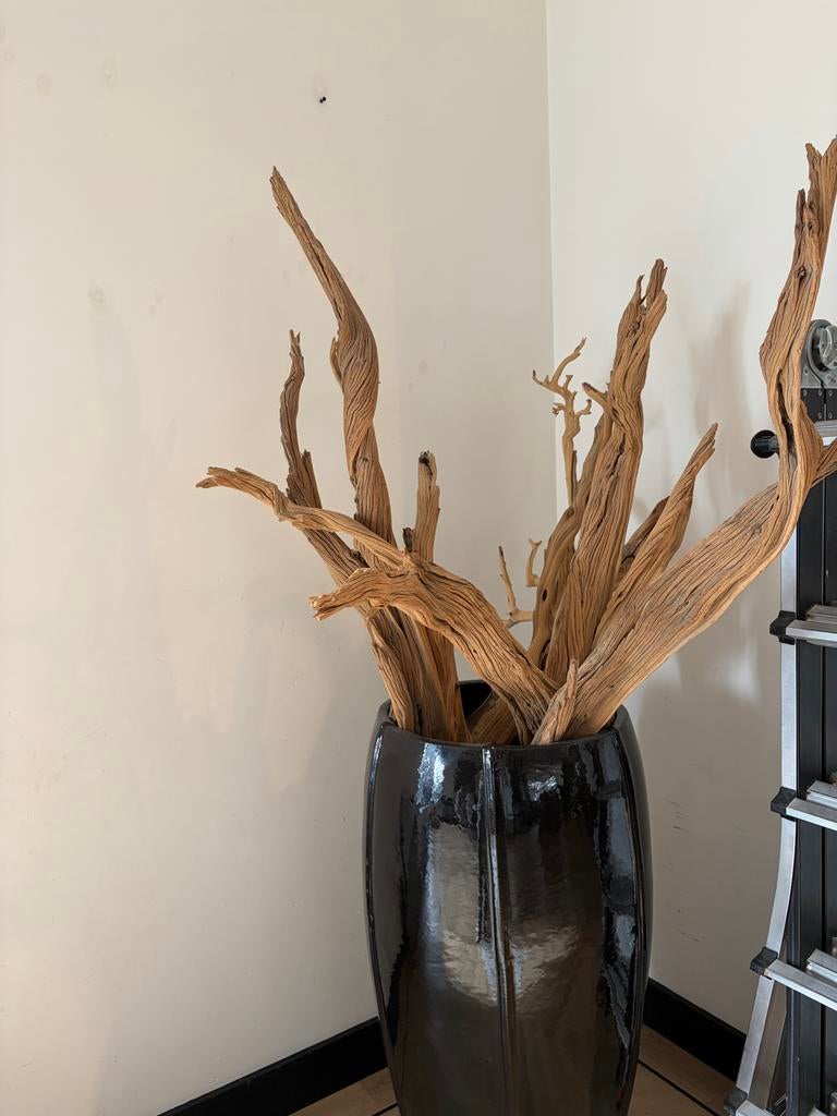 Grote pot met decoratieve houten takken, Ophalen, Gebruikt