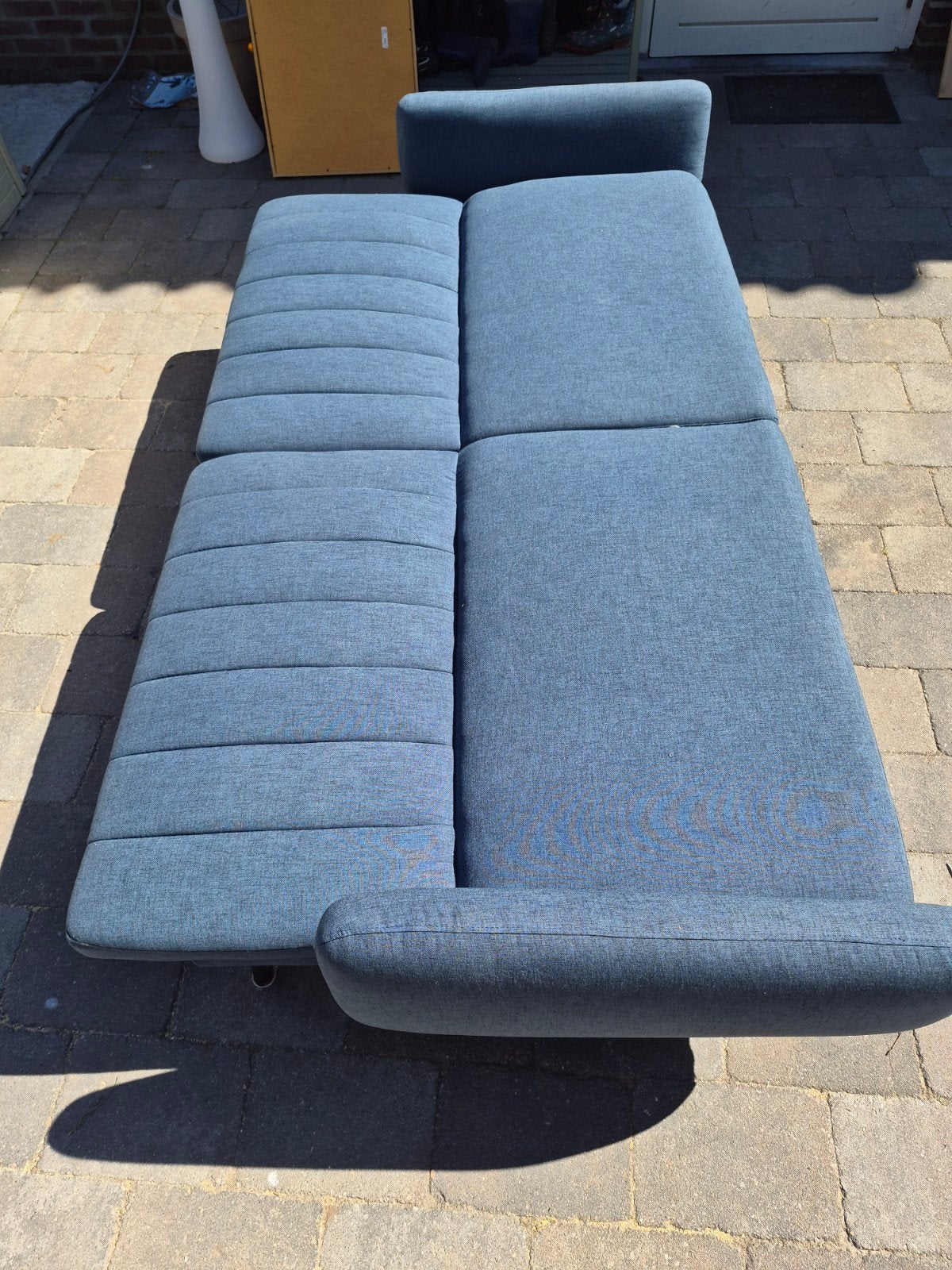 Comfortabele blauwe slaapbank - nieuw, 150 tot 200 cm, 75 tot 100 cm, Ophalen of Verzenden, Rechte bank