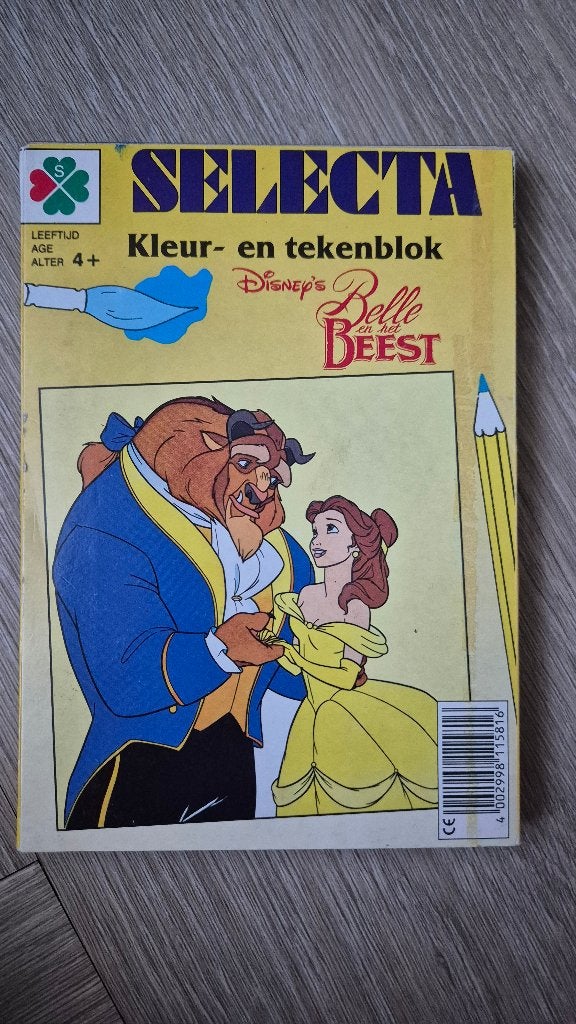Vintage Kleur-en tekenblok Belle en het beest, Verzenden, Assepoester of Belle, Gebruikt, Papier, Kaart of Schrift