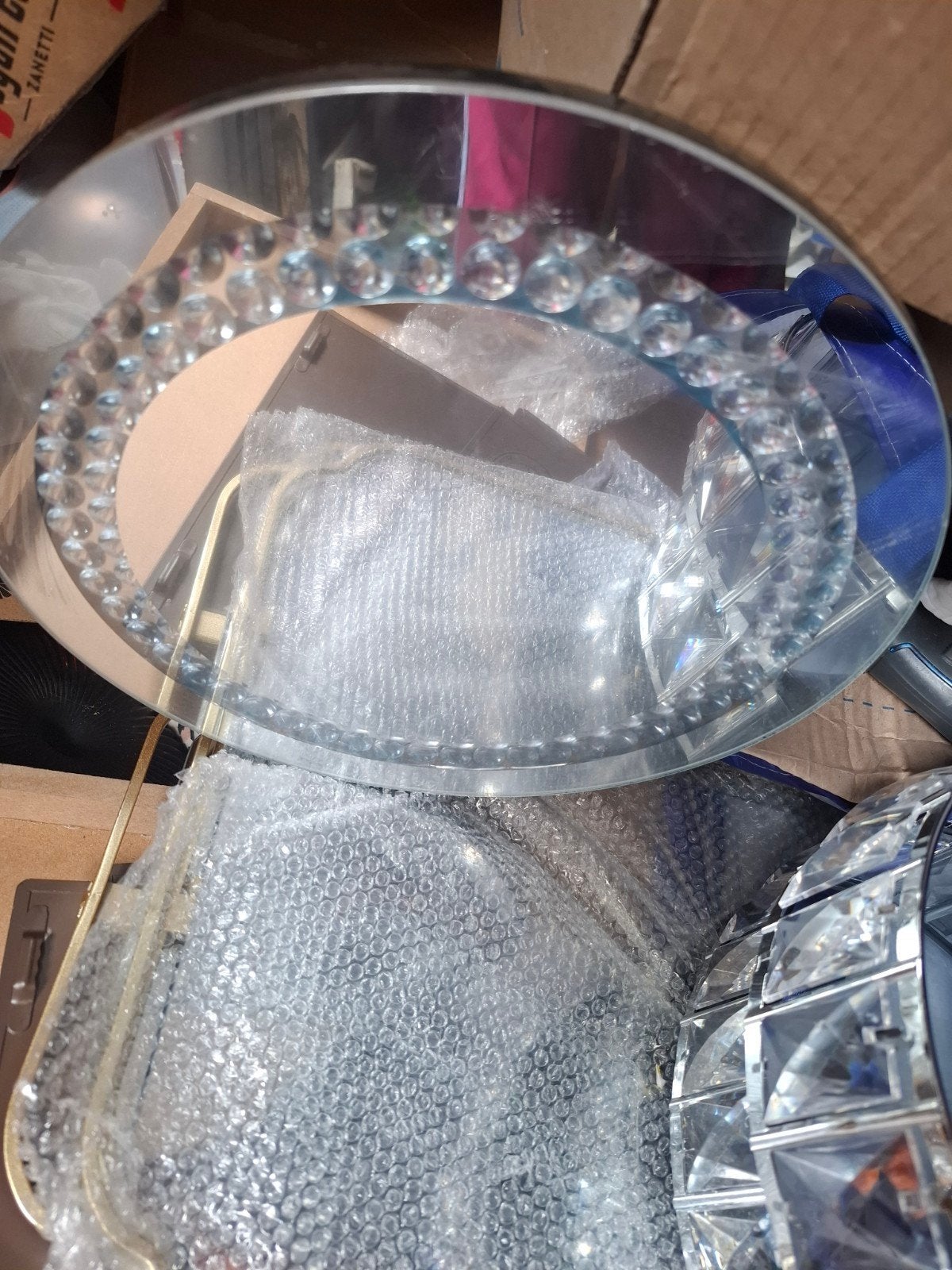 Nieuw Spiegel Dienblad met Strass Steentjes - Rond, Huis en Inrichting, Woonaccessoires | Dienbladen, Met spiegel, Rond, Nieuw