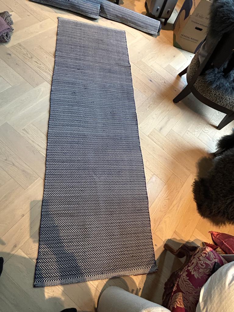 2x Herringbone Handgeweven Binnen/Buiten Runner Tapijten, Ophalen, Zwart, 200 cm of meer, 50 tot 100 cm