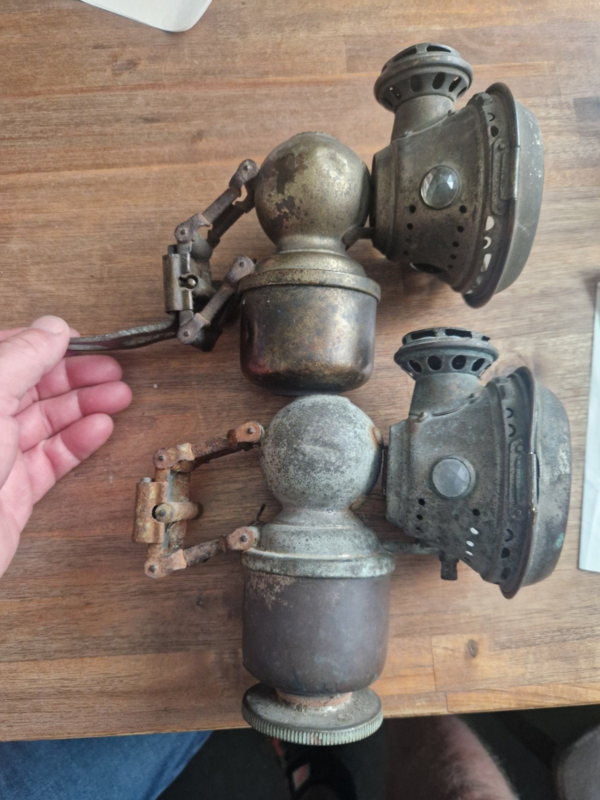 Set van 2 Antieke Fietslampen - Oude Fietsverlichting, Antiek en Kunst, Antiek | Lampen, Ophalen