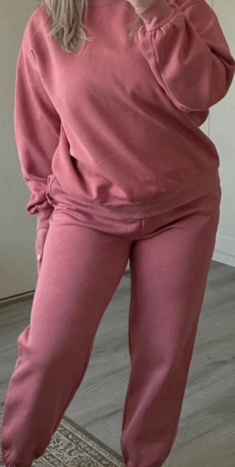 H&M roze two piece joggerpants en sweater hoodie met stretch, H&M, Ophalen of Verzenden, Zo goed als nieuw, Roze