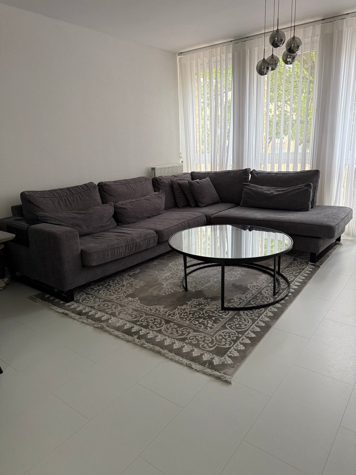 Grote hoekbank met chaise longue - Grijs, Ophalen, Gebruikt, Stof