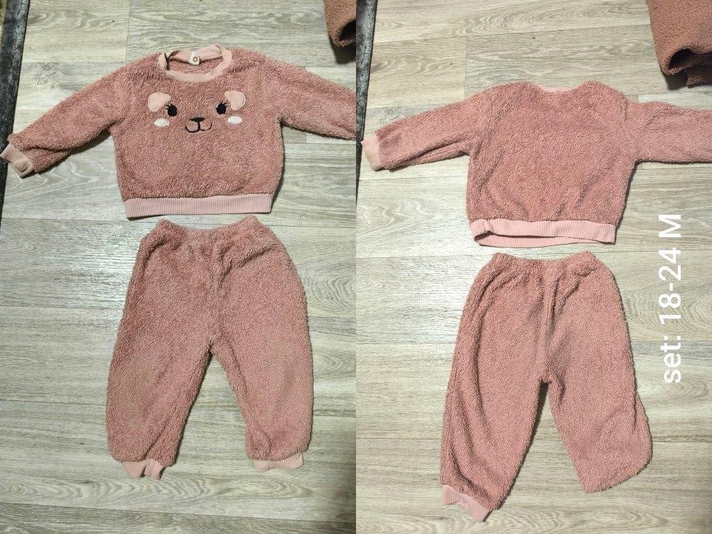 Schattige pluche teddy set (trui + broek) – Oudroze, Ophalen of Verzenden, Zo goed als nieuw, Meisje, Setje