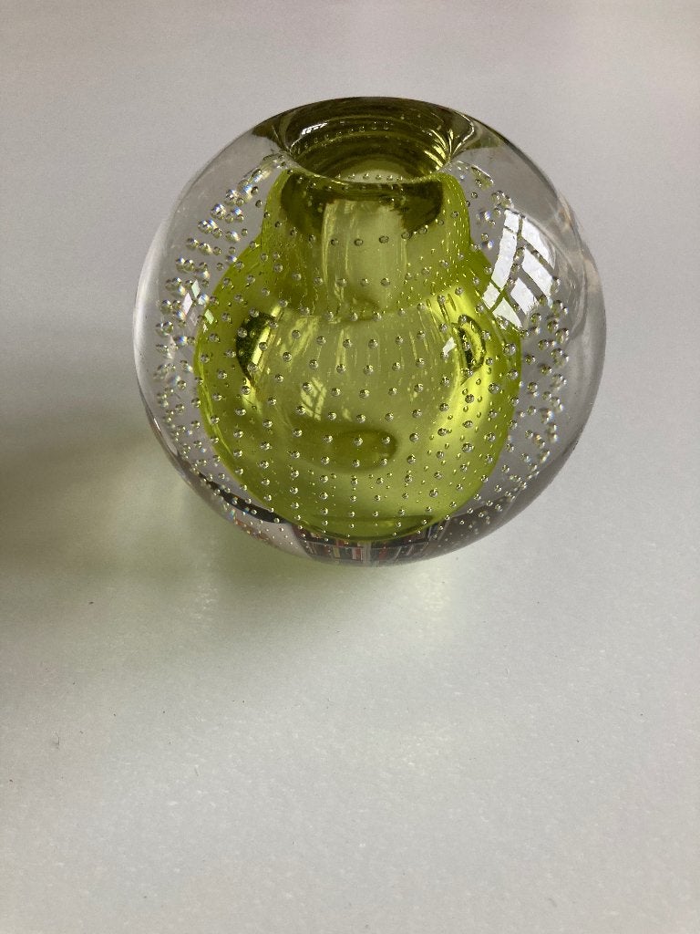 Prachtige vintage glazen spijkerbol groen, Ophalen of Verzenden