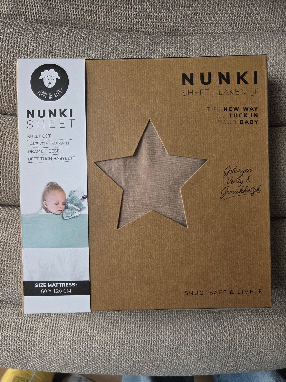 Nunki Sheet Ledikant Laken - Zandkleurig (60x120 cm), Kinderen en Baby's, Ophalen of Verzenden, Zo goed als nieuw, Beige, Jongetje of Meisje