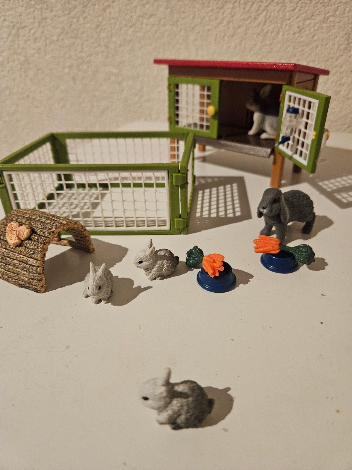 Schleich Konijnenhok met Konijnen en Accessoires, Ophalen of Verzenden, Gebruikt
