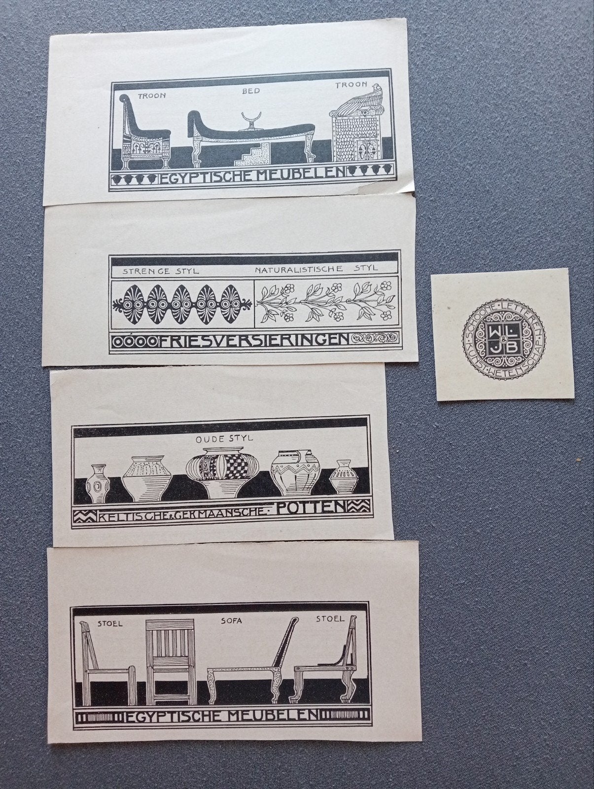 Hendrik Berlage - 4 lithografische boekvignetten + Ex Libris, Antiek en Kunst, Ophalen of Verzenden