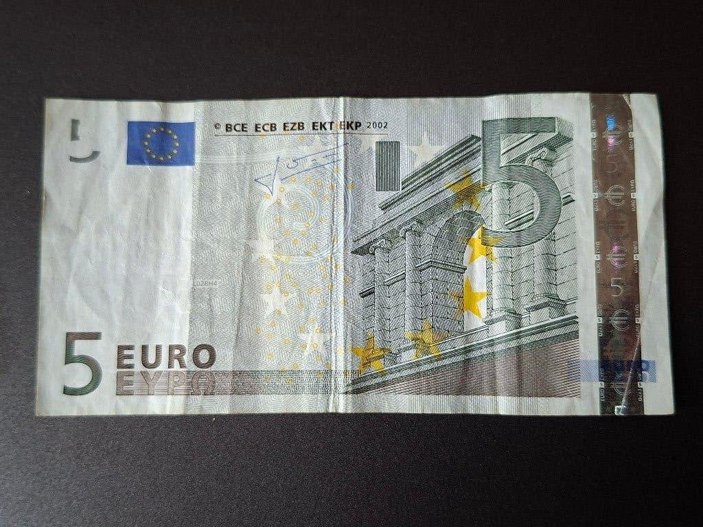 2002 Frankrijk 5 euro oude serie Trichet printcode L028, Postzegels en Munten, Verzenden, Frankrijk, 5 euro, Los biljet