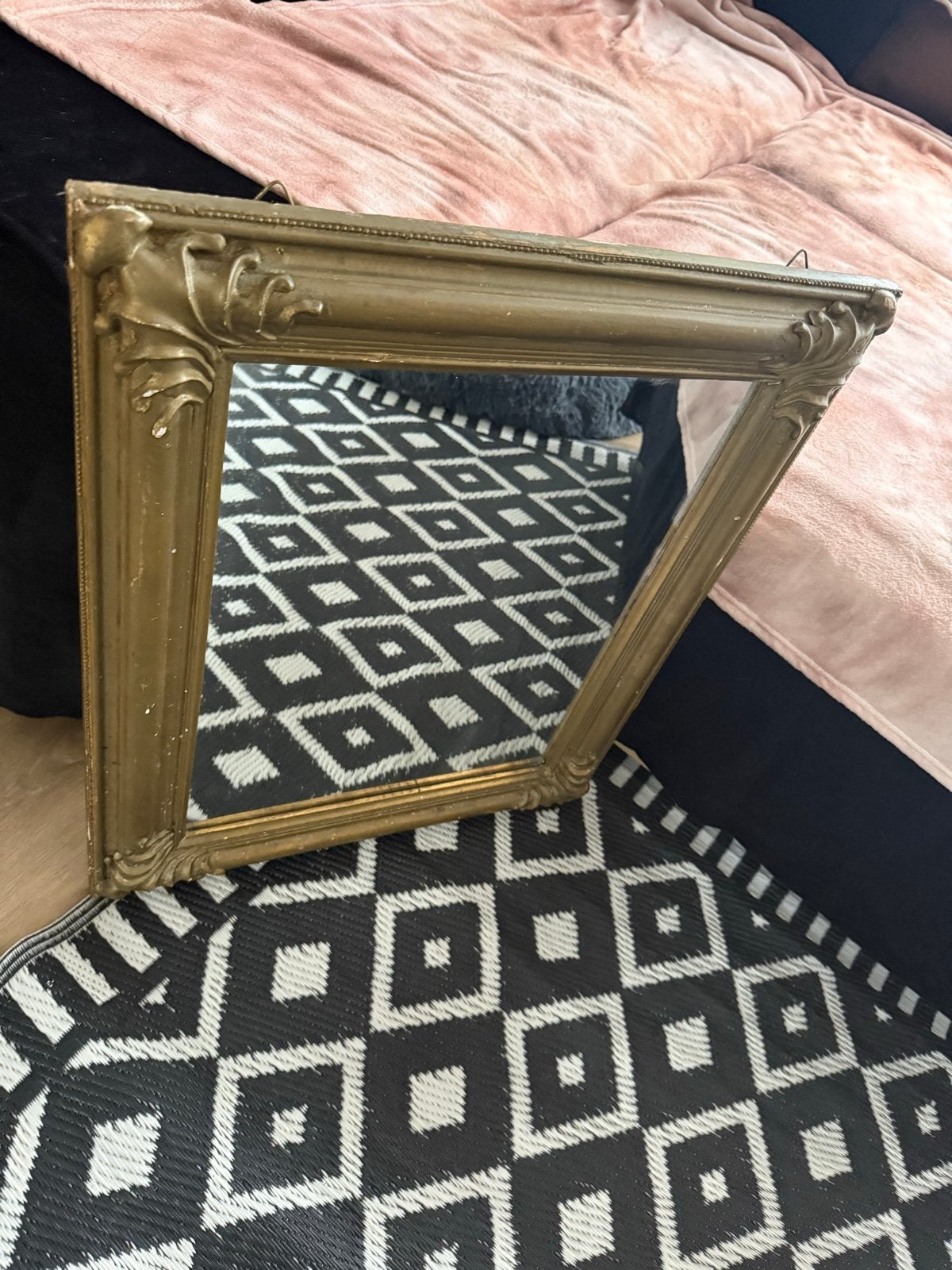 Goudkleurige Vintage Boho Spiegel - 54 x 66 cm, Ophalen, Rechthoekig, 50 tot 100 cm, Minder dan 100 cm