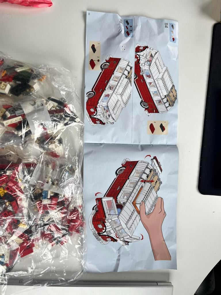 Volkswagen T1 Camperbus Rood - Complete set, Gebruikt, Lego, Ophalen of Verzenden, Inclusief instructies
