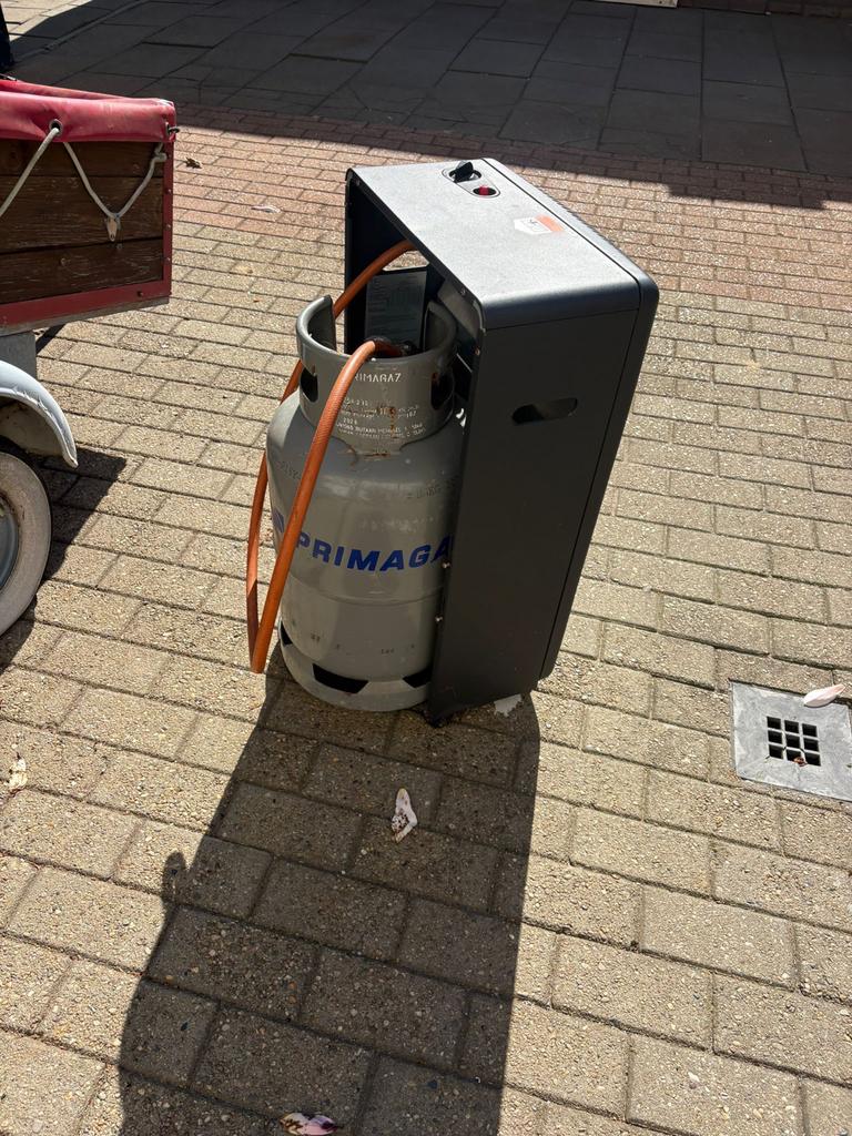Mobiele gaskachel Sun+Heat met gasfles, Huis en Inrichting, Kachels, Gebruikt, Gas, Ophalen of Verzenden, Vrijstaand