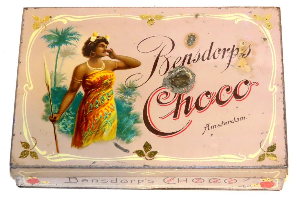 Bensdorp Amsterdam Chocolade Blik Zwarte Vrouw, Verzamelen, Blikken, Ophalen of Verzenden, Gebruikt, Overige