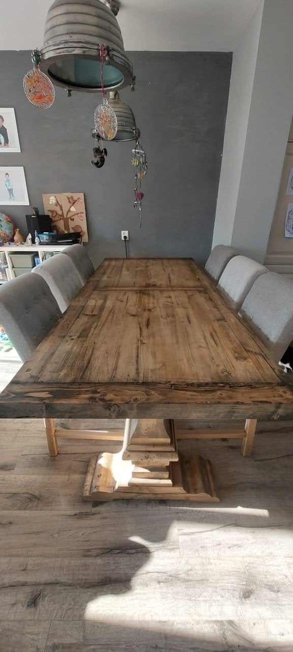 Prachtige houten kloostertafel 240x100cm, Huis en Inrichting, Tafels | Eettafels, Ophalen, Gebruikt, 100 tot 150 cm, 200 cm of meer